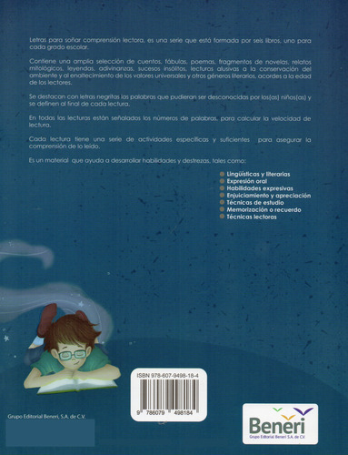 Letras Para Soñar 6°: Comprension Lectora, De Gutiérrez Roa, Jesús.. Texto Lectura, Vol. 6° De Primaria. Editorial Beneri, Tapa Blanda, Edición 2022 En Español