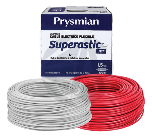 Cable Unipolar Prysmian 1.5mm X2 Pack Blanco+rojo X100mts Ea