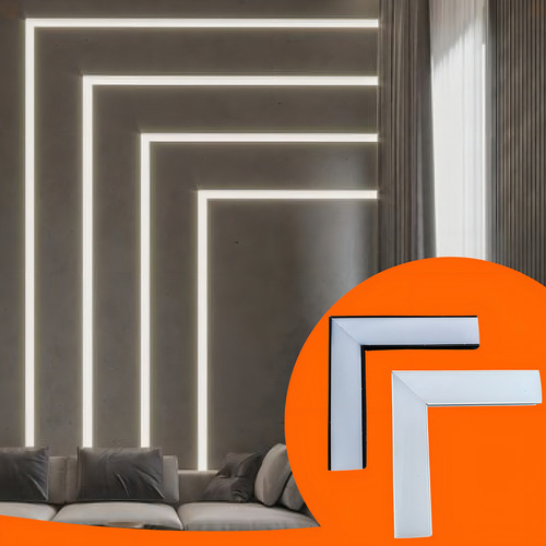 04 Cantoneira Junção Emenda L Perfil Led Embutir E Sobrepor Luz 45º Teto/teto Tensão De Operação Perfil Embutir 24x7mm Preto 12v