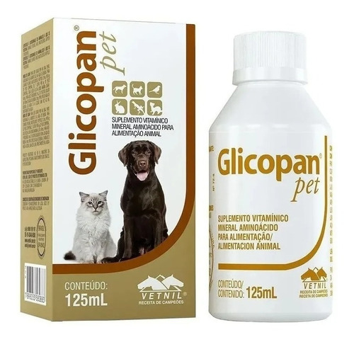 Imagem 1 de 4 de Glicopan Pet Suplemento Vitamínico Mineral Aminoácido 125ml