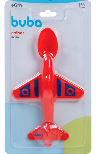 Colher Aviãozinho Para Bebê Vermelha 7288 - Buba
