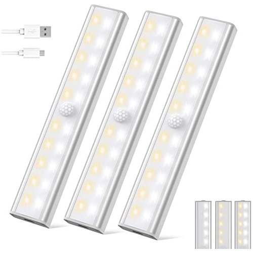 Luces Bajo Gabinete, Paquete De 3, 20 Led, Luz Sensor D...