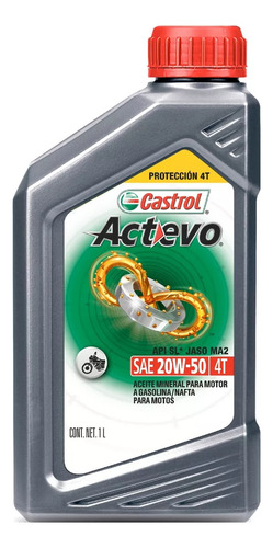 Aceite Castrol Actevo 4t 20w 50 Moto Mineral 1 L
