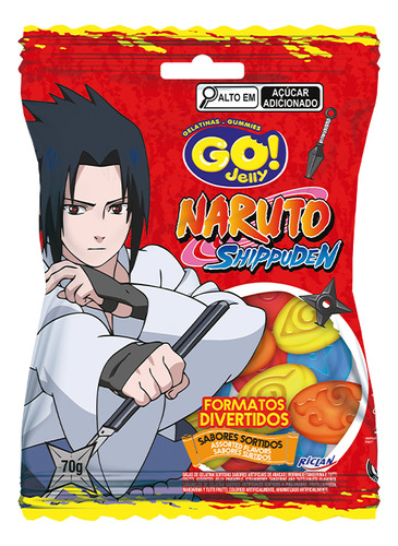 Bala Gelatina Go Jelly Do Naruto Sasuke 70g Sabores Sortidos