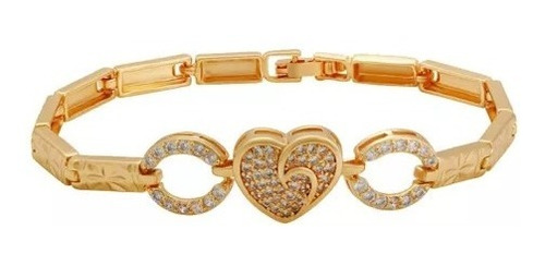 Pulsera Corazón Bañada En Oro 18kt C/envio