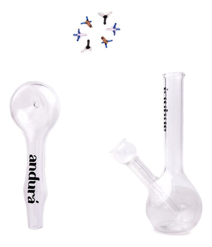 Andurá - Mini Bong + Pipe Cachimbo + Telinhas De Vidro