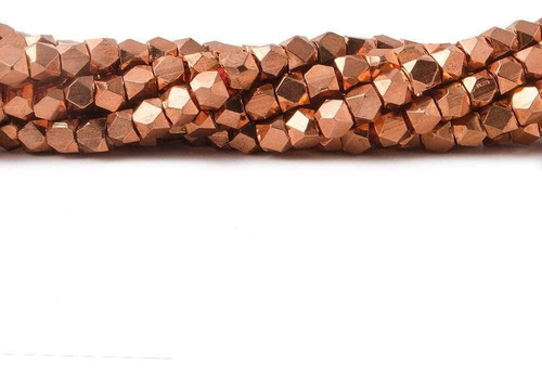 3mm Copper Faceted Nugget Beads 8 Inch 63 Beads By
