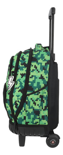 Mochila Con Ruedas Xtrem Cross 2.0 5xt Pixels Verde
