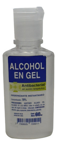Alcohol En Gel X 60 Ml Merclin Antibacterial Sanitizante Mm Fragancia