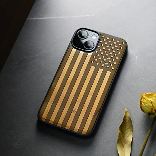 Funda Para iPhone 15 Plus American Flag - Cherry Solid Wood