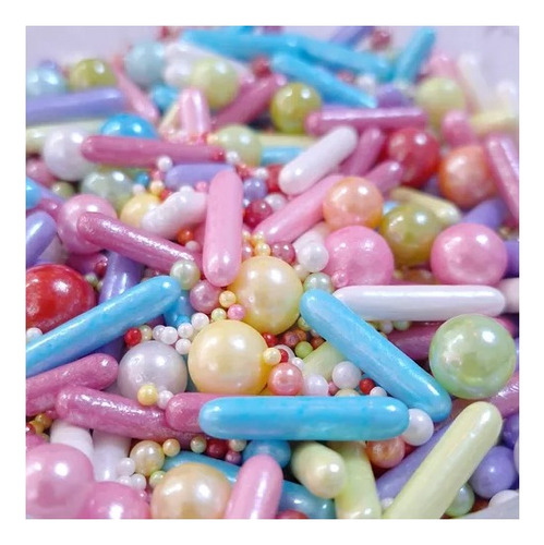 Mix Perlas Bastones Colores Comestibles Sprinkles 50gr Deco