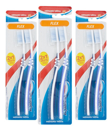 Escova Dental Aquafresh Flex Média (kit 3 Pacote C/2 Uni)