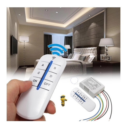 Imagem 7 de 10 de 02x Interruptor De Parede 4 Vias Controle Remoto P/lampadas