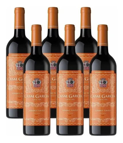 Vinho Português Casal Garcia Tinto Seco 750ml Kit 6 Unidade