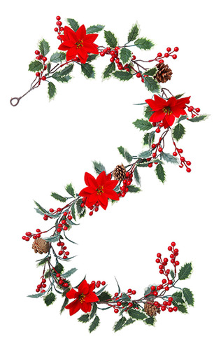 Decoración Navideña G, Arreglo De Pared Con Frutos Rojos Chr