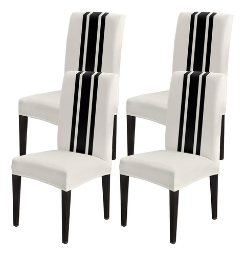  Silla Comedor Rayas Blanco Negro Diseno Navideno Pack 4 