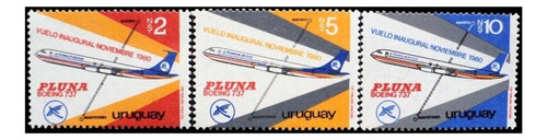 1º Vuelo Pluna A Madrid - Uruguay - Serie Mint - Yv 1077-79