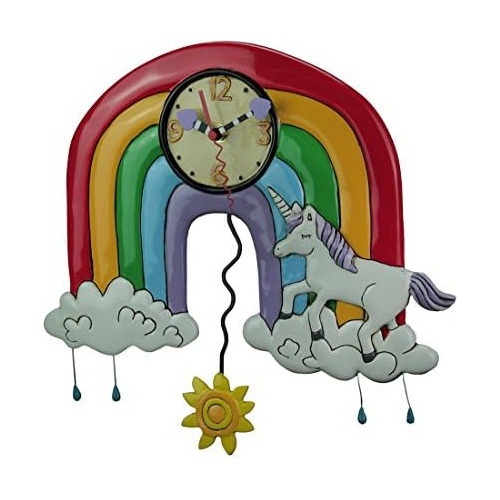 Reloj De Pared De Péndulo Caprichoso Arcoíris Y Unic...