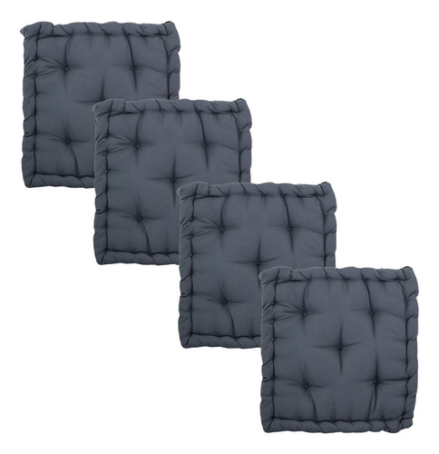 Kit Assentos Almofada Futon Turca Oxford 60x60cm - Diversas Cor Chumbo Desenho Do Tecido Lisa