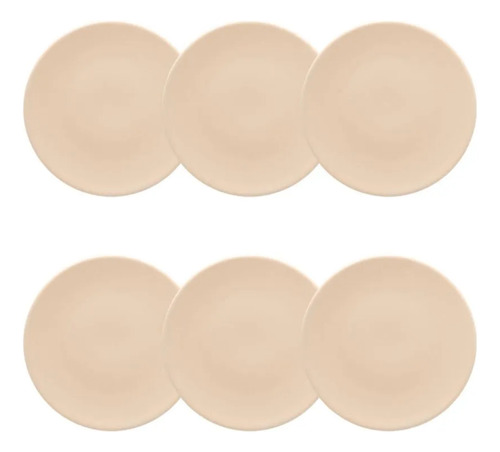 Conjunto De 6 Pratos de Sobremesa Unni Merengue 20cm Bege e Nude Oxford