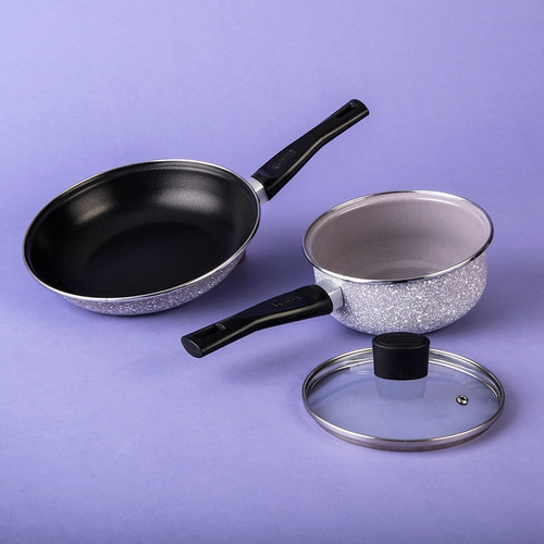 Imagen 4 de 7 de Batería De Cocina Cinsa Granito Artesanal Rosa Malva 10 Pzas