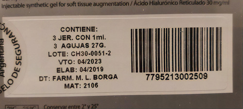 Implante facial hialurônico 30. Tipo de pele mista com ácido hialurônico reticulado