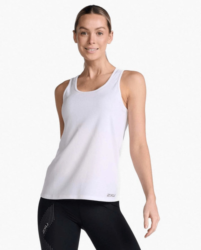 Polera Mujer Aero Singlet White/silver Reflective - Blanco