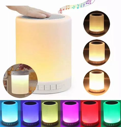 Bocina Bluetooth Y Lámpara De Mesa Led Recargable Touch