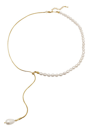 Collar Ajustable De Perlas De Agua Dulce A La Moda