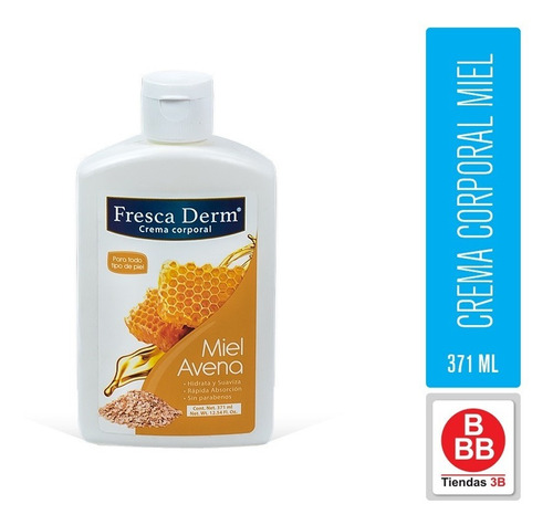 Crema Humectante Miel Y Avena Fresca Derm, 371ml