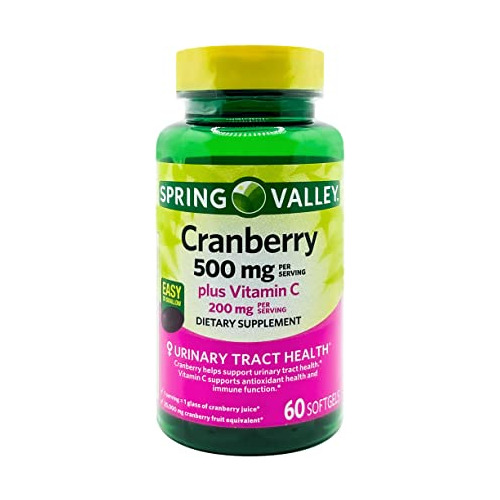 Spring Valley Cranberry 500mg  Vitamina C 200mg 60 Cápsulas 