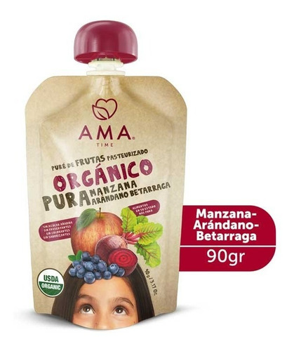 Compota - Puré De Manzana Arándano Betarraga Orgánico 90g