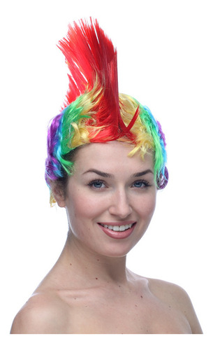 Rainbow Red - Free Size - Chicken Crest Wig Party Accessory