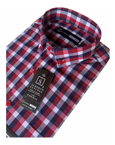 Camisa a cuadros Slim Fit, Rojo oscuro