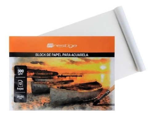 Bloc De 12 Hojas Papel Acuarela Prestige 35 X 50 Cm.