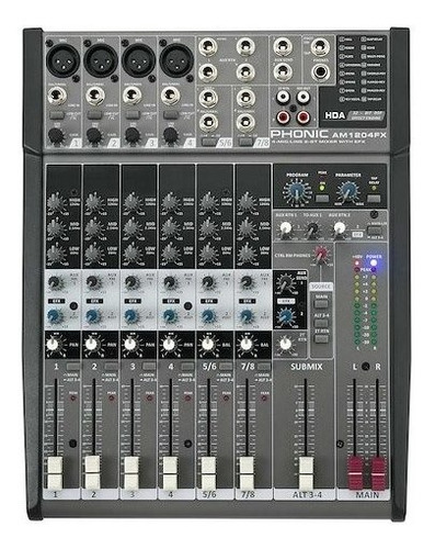 Consola Mixer 8 Canales Eq 3bd Efectos Phonic Am1204fx Usb