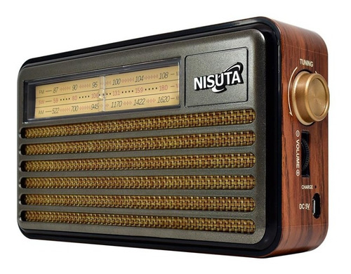 Radio Retro Nisuta Nsrv22s Parlante Bluetooth Fm/am Solar