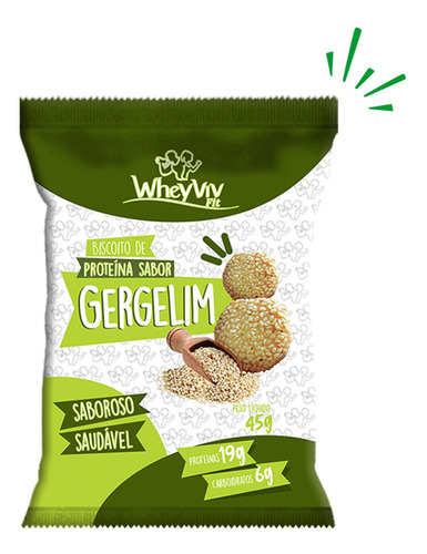 Biscoito Fit Gergelim Com Whey Protein - 45g - Wheyviv