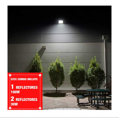 Reflector Led 100w + Pack X 2 Reflectores Led 30w Exteriores