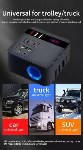 Inversor De Carro 150 W Pico Dc 12 V/24 V A 110 V/220 V 1
