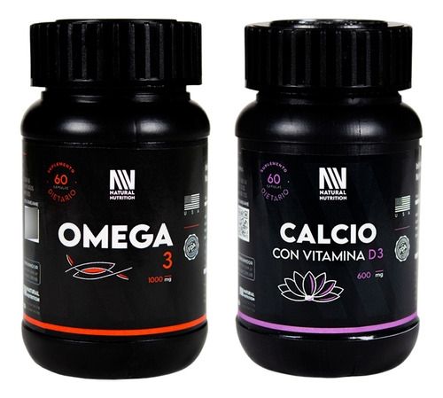 Natural Nutrition Omega 3 + Calcio Vitamina D3 Suplemento 