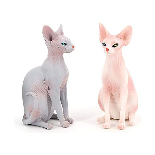 Simulated Hairless Cat Model Figure Toy, 2 Pcs Realisti...
