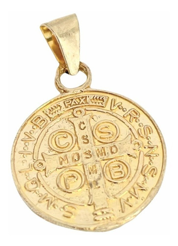 Medalla De San Benito Redonda Cely Mediana 1.6 Cm Oro 10k