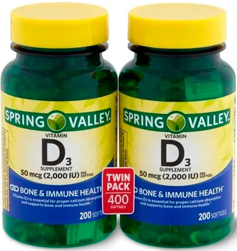 Imagen 1 de 4 de Vitamina D3 | Mega Pack | 2000 Ui | 50 Mg | 400 Softgels