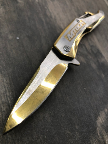 Navaja Cuchillo Tactico Supervivencia Campismo Mt-a1144gd Color Dorado