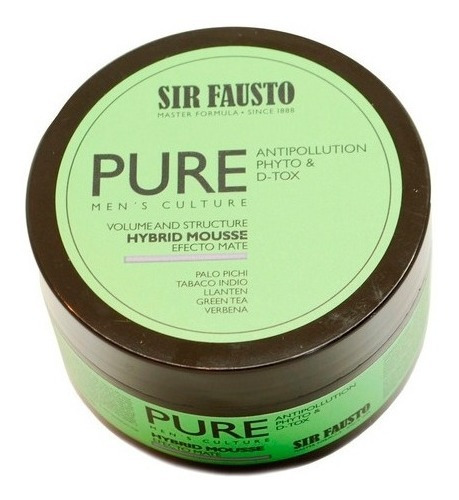 Sir Fausto Pure Hybrid Mousse Cera Detox Volumen Mate 100ml