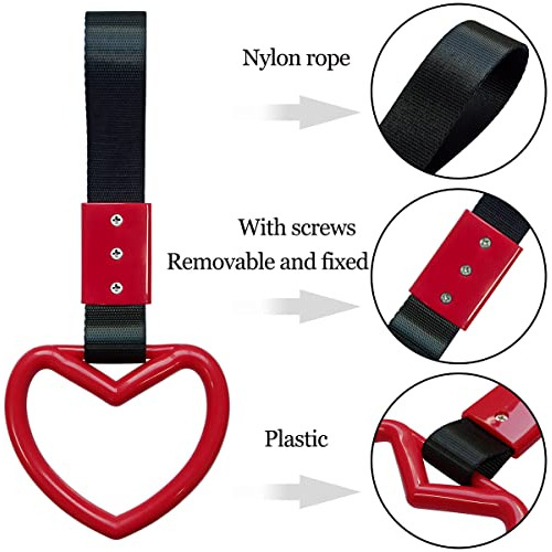 Yuntop Jdm Tsurikawa Rings En Forma De Corazón, 2 Unidades