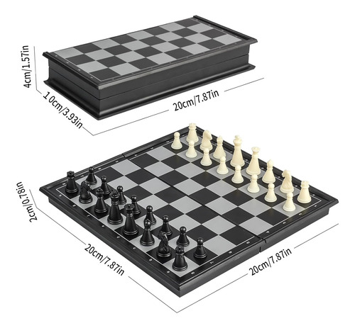 Andux Juego De Ajedrez Magnético Plegable, Juego De Mesa Con