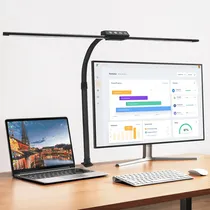 Comprar Lâmpada De Mesa Com Duas Cabeças, Led Superpotente De 22w, Lâmpada De Clipes Para Arquitetos, 5 Modos De Cor, Lâmpada De Leitura Ajustável Com Proteção Para Os Olhos, Lâmpada Led Flexível E Preta 220v