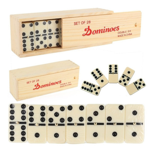 Domino Caja Peque De Madera Tamaño Piezas 4,7x2,4x0,8 Cms.